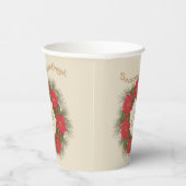 Gobelets En Papier Aquarelle Poinsettia Wreath - Monogramme (Droite)