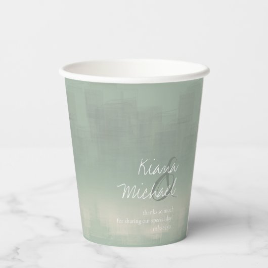 Gobelets En Papier Aquarelle Réflexions Mariage Sage ID774 (Verso)