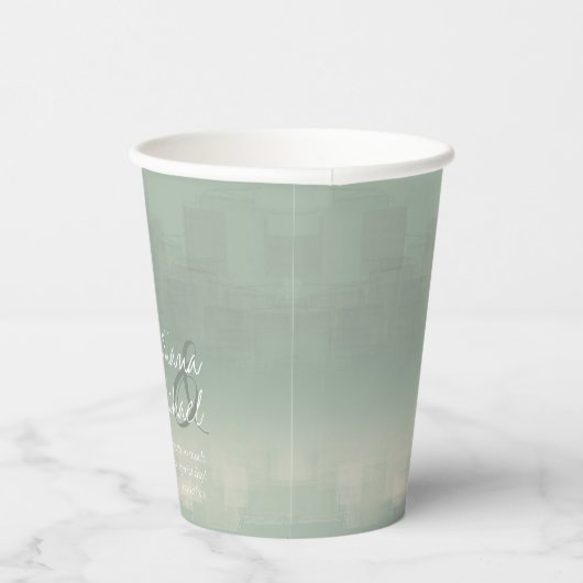 Gobelets En Papier Aquarelle Réflexions Mariage Sage ID774 (Droite)