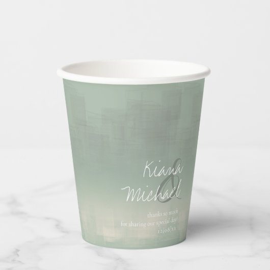 Gobelets En Papier Aquarelle Réflexions Mariage Sage ID774 (Recto)