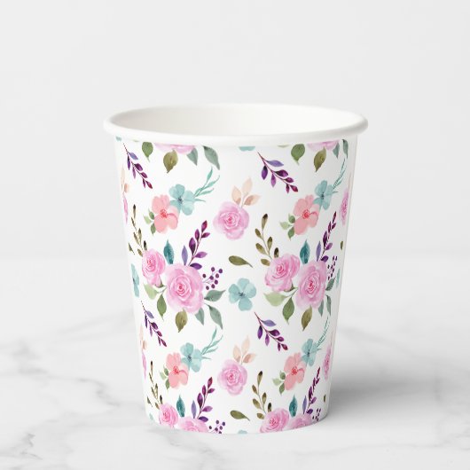 Gobelets En Papier Aquarelle rose (Verso)