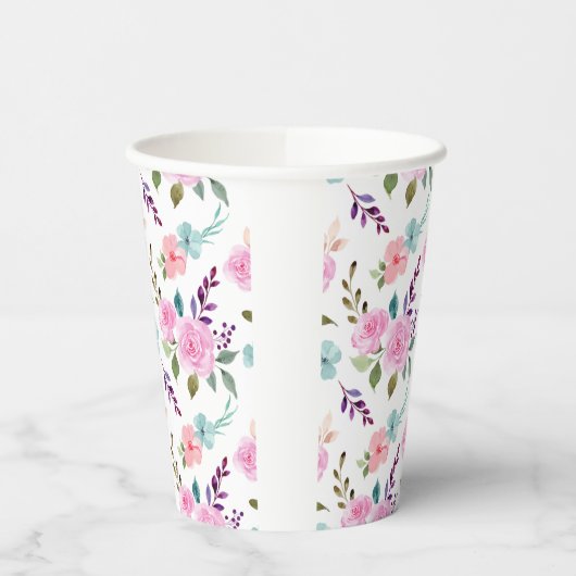 Gobelets En Papier Aquarelle rose (Gauche)