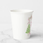 Gobelets En Papier Aquarelle rose Arbre de Noël Monogramme Crest (Droite)