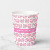 Gobelets En Papier Aquarelle rose arroser beignets Motif Anniversaire (Verso)