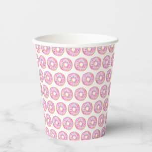 Gobelets En Papier Aquarelle rose arroser beignets Motif Anniversaire