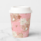 Gobelets En Papier Aquarelle rose Cookies de Noël et flocons de neige (Verso)