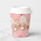 Gobelets En Papier Aquarelle rose Cookies de Noël et flocons de neige (Droite)