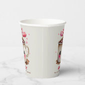 Gobelets En Papier Aquarelle rose et crème mignonne Mug de cacao chau (Droite)