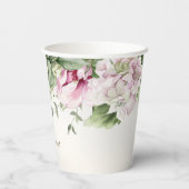 Gobelets En Papier Aquarelle rose Floral Frame Bronze brillant (Verso)