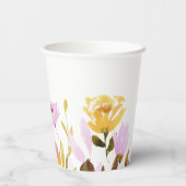 Gobelets En Papier Aquarelle rose moderne Floral Noms personnalisés M (Verso)