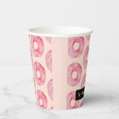 Gobelets En Papier Aquarelle rose moderne Motif avec nom (Droite)