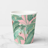 Gobelets En Papier Aquarelle rose moderne Tropical Banana Palm Feuill