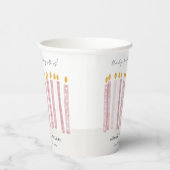 Gobelets En Papier Aquarelle rose pastel mignonne aux bougies d'anniv (Droite)