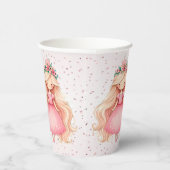 Gobelets En Papier Aquarelle rose princesse Anniversaire (Droite)