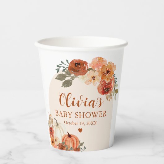 Gobelets En Papier Aquarelle Rustique Automne Petit Baby shower Citro (Recto)
