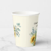 Gobelets En Papier Aquarelle rustique Tournesol Eucalyptus Vert (Droite)