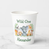 Gobelets En Papier Aquarelle Safari Animaux sauvages Un 1er anniversa (Recto)