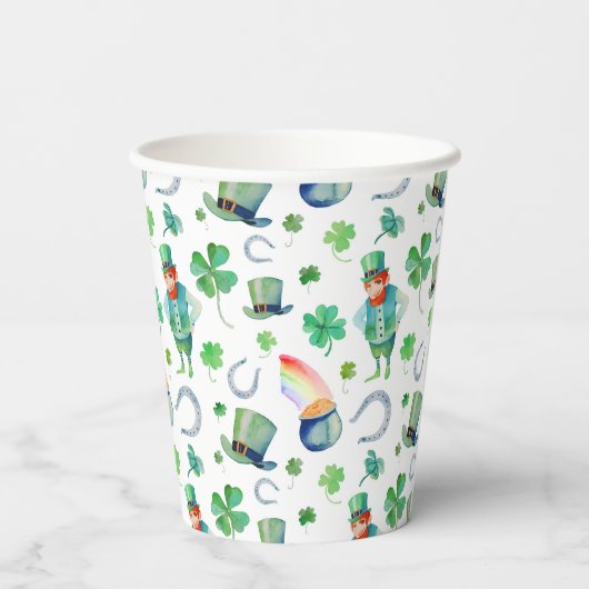 Gobelets En Papier Aquarelle Saint Patrick's Day Motif (Verso)