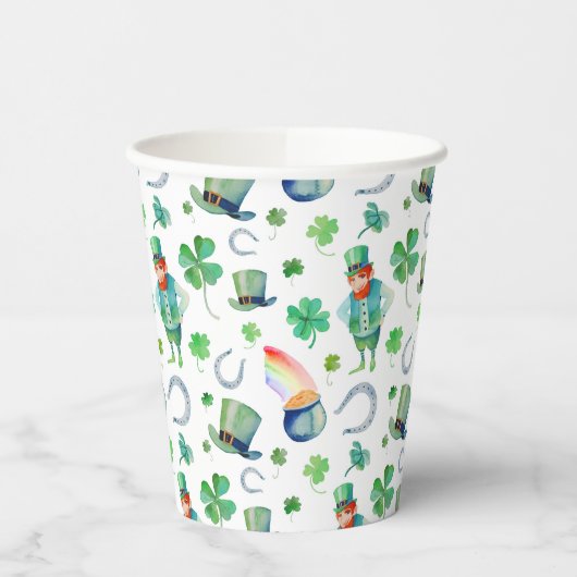 Gobelets En Papier Aquarelle Saint Patrick's Day Motif (Gauche)