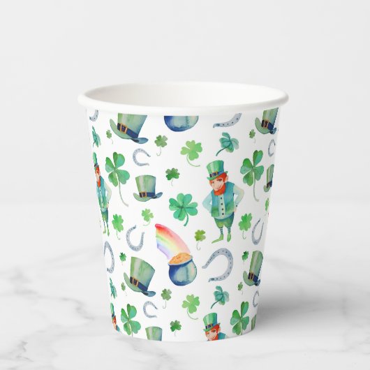 Gobelets En Papier Aquarelle Saint Patrick's Day Motif (Recto)