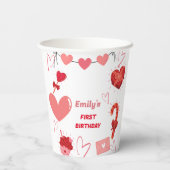 Gobelets En Papier Aquarelle Saint-Valentin Premier anniversaire (Verso)