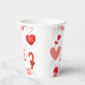 Gobelets En Papier Aquarelle Saint-Valentin Premier anniversaire (Droite)