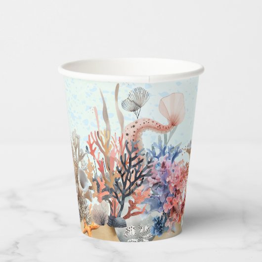 Gobelets En Papier Aquarelle sous le Baby shower neutre (Droite)