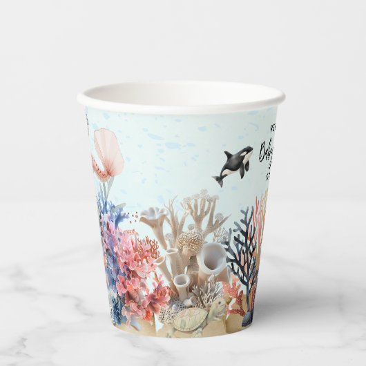 Gobelets En Papier Aquarelle sous le Baby shower neutre (Recto)