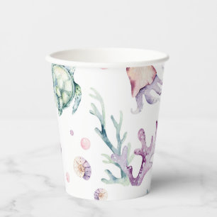 Gobelets En Papier Aquarelle sous les tasses de papier marin