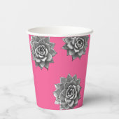 Gobelets En Papier Aquarelle Succulente Gris sur rose chaud (Verso)