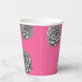 Gobelets En Papier Aquarelle Succulente Gris sur rose chaud (Droite)