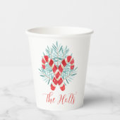 Gobelets En Papier Aquarelle Sucre de canne de Noël Personnalisé (Recto)