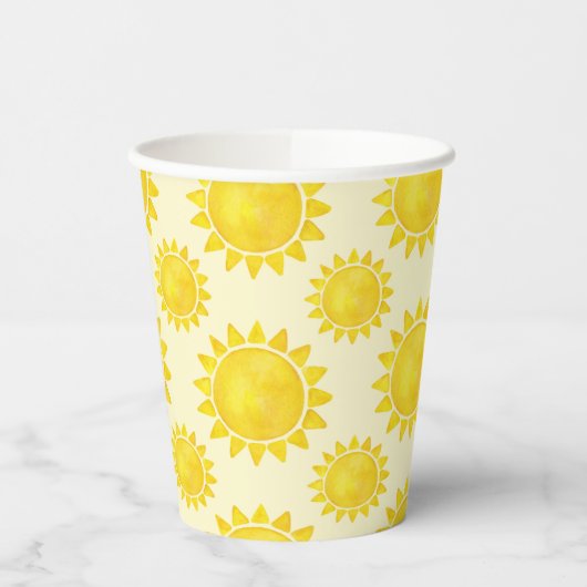 Gobelets En Papier Aquarelle Sunshine Coupes de papier d'anniversaire (Gauche)