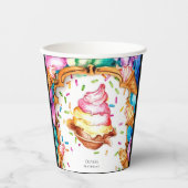 Gobelets En Papier Aquarelle Sweop Glace Cream Anniversaire (Recto)