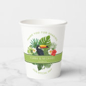 Gobelets En Papier Aquarelle Tropical avec Merci Toucan Green ID577 (Verso)