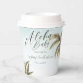 Gobelets En Papier Aquarelle tropicale Baby shower de palmiers (Recto)