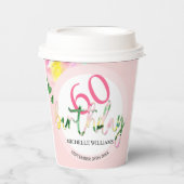 Gobelets En Papier Aquarelle tropicale estivale rose (Recto)