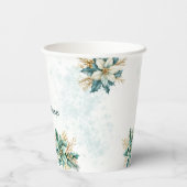 Gobelets En Papier Aquarelle Turquoise Floral Tasses en papier (Verso)
