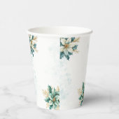 Gobelets En Papier Aquarelle Turquoise Floral Tasses en papier (Droite)