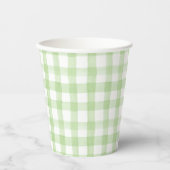 Gobelets En Papier Aquarelle vert et blanc En vichy (Recto)