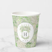 Gobelets En Papier Aquarelle Vert et Blanc Hydrangea Crest (Recto)