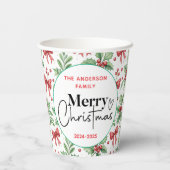 Gobelets En Papier : Aquarelle Vert Grass - Fête de Noël (Verso)