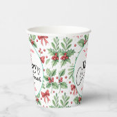 Gobelets En Papier : Aquarelle Vert Grass - Fête de Noël (Droite)