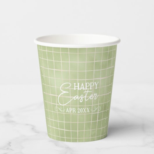 Gobelets En Papier Aquarelle verte d'olive minimale Pâques (Verso)