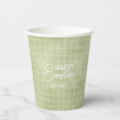 Gobelets En Papier Aquarelle verte d'olive minimale Pâques (Recto)