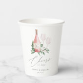 Gobelets En Papier Aquarelle vin Rose encourage à l'amour (Recto)