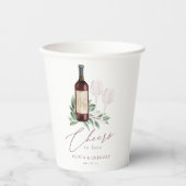 Gobelets En Papier Aquarelle Vin Rouge À l'amour (Recto)