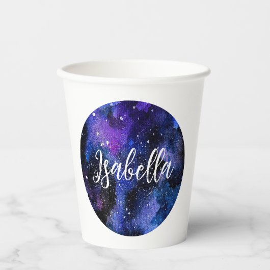 Gobelets En Papier Aquarelle violet Univers (Recto)