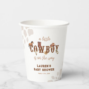 Gobelets En Papier Aquarelle Western Petit Cowboy Baby Boy Douche