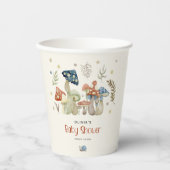 Gobelets En Papier Aquarelle Whimsical Baby shower de champignon (Recto)